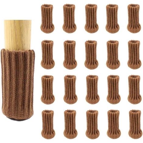 Satz Aus 24 Stuhlsocken, Braun, Doppelt Gestrickt, Dick Für Stuhlfüße, Rutschfeste Füße, Bodenschonend