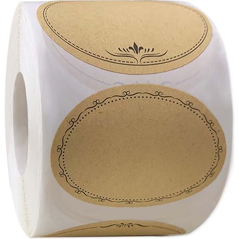 Braune Klebeetiketten, 6,5 × 3,7 Cm, 600 Aufkleber Runde Selbstklebeetiketten