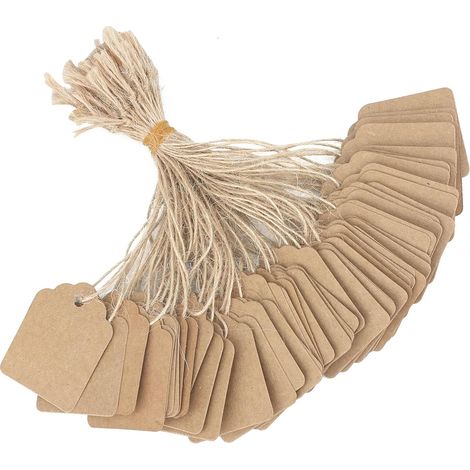 Braune Preisschilder, 3,5 X 4,5 Cm, 50er Pack, Mit Kordel. Preisbeschilderung, Beschreibbar. Produkte: Schmuck, Kleidung.