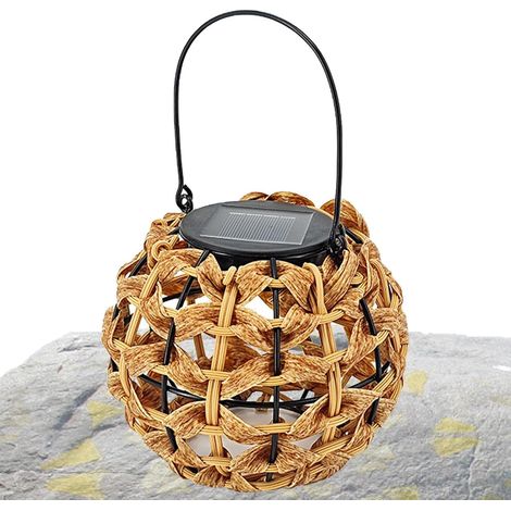 Solare Rattan-laterne, Solare Außenlaternenlichter, Wasserdichte Dekorative Led-gartenlampen, Leuchtende Solare Rattan-tischlampe Für Die Dekoration Von Haus Und Patio