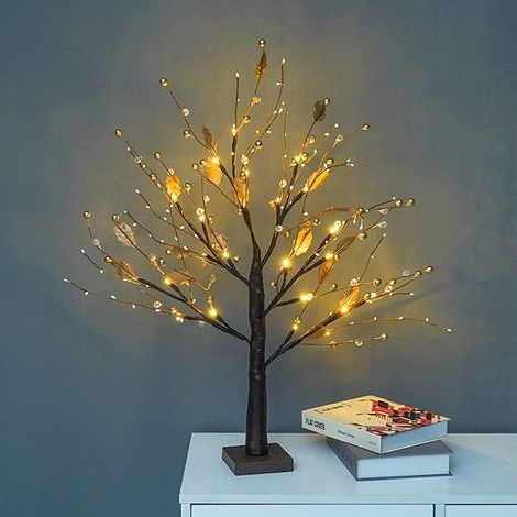 Lichterkette Bonsai 60cm Mit 24 Led-lampen, Warmweiße Perlen, Batteriebetrieben