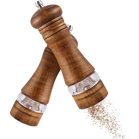 2 Stück Holzpfeffermühlen, Einstellbare Keramikmühle, Manuelle Salz- Und Gewürzmühlen Mit Einstellbarer Körnung, Salz- Und Pfefferstreuer Für Meersalz, Chili, Raffiniertes Küchenzubehör