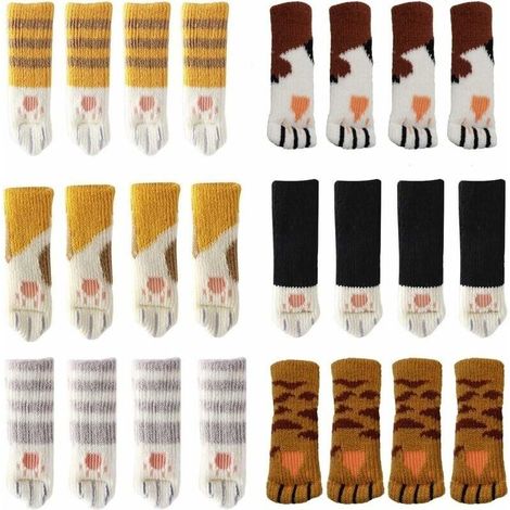 24 Niedliche Katzenpfoten-stuhlsocken, Stuhlbeinabdeckungen, Bodenschutz, Kratzfest Und Geräuschdämmend, 24 Stück (6 Sets) - Liaiki