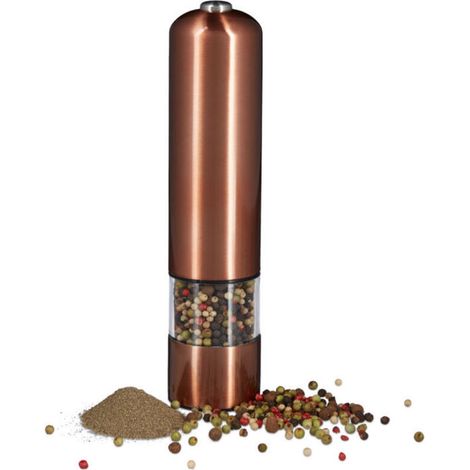 2x Elektrische Pfeffermühlen, Große Salzmühle Aus Edelstahl, Gewürzmühle Mit Batteriebetrieb, Keramikmahlwerk, Bronze