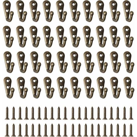 40 Stück Metall-kleiderhaken, Retro-wandhaken Mit 80 Schrauben Für Küche, Wohnzimmer, Schlafzimmer Und Hinter Der Tür (bronze)