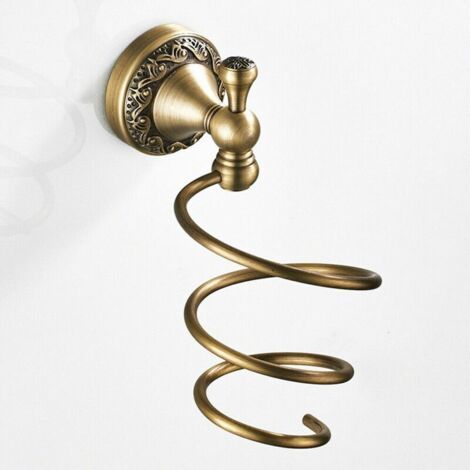 Haartrocknerhalter Aus Messing, Haartrockner-organizer, Spiralförmiger Halter, Wandmontierter Haartrocknerständer, Mit Schrauben Zu Montieren, Höhe 165 Mm, Basisdurchmesser 62 Mm