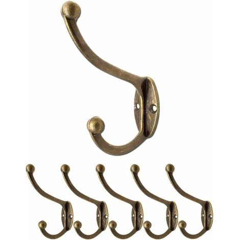 Satz Aus 5 Wandmontierten Haken Aus Eisen Für Garderoben, Hüte, Handtücher Und Kleidung. Antik-bronze-/messing-look. Vintage-stil / Landhausstil.