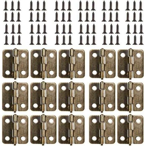 18 X 15 Mm Flaches Scharnier, 50 Stück Mini Retro-scharniere Aus Antikbronze, Langlebige Und Robuste Türscharniere Mit 200 Schrauben Für Schmuckkästchen, Truhen, Schränke Und Diy-zubehör (bronze)
