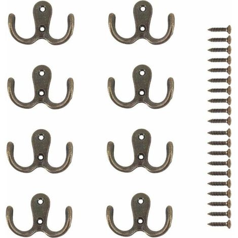 8 Stück Doppel-metallschraubhaken, Haken Und Kleiderbügel Für Die Hausaufbewahrung, Regale, Schubladen, Fächer, Bad (bronze)