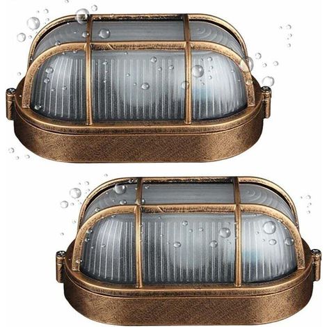 (2er Pack) Außenwandleuchte, Ovale Wandlampe Aus Aluminium-druckguss, Industrielle Vintage-marinelampe, Bootsleuchte, Dekorative Wandleuchte Für Patio Und Flur