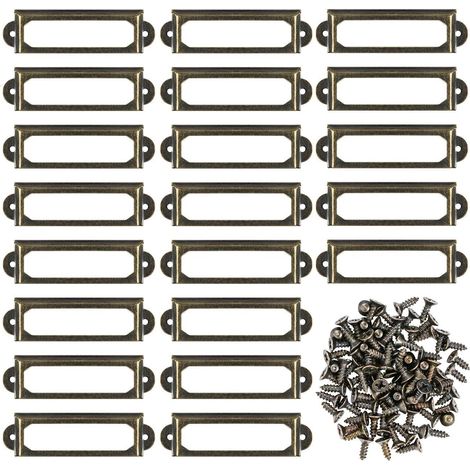 50er Set Metall-etikettenhalter In Bronze – Maße 5,9 X 1,7 Cm – Mit 110 Schrauben Zur Befestigung – Für Möbel Und Regale