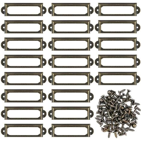 50er-packung Metallschilder Mit Schrauben Für Möbel, Schubladen, Schränke, Karten, Namensschilder Für Büro, Bibliothek, Regale - Bronze (s-59 X 17 Mm)