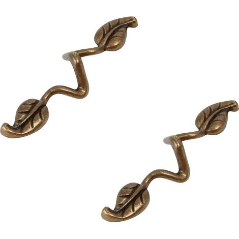 2er-set Retro-griffe Mit Doppelloch In Form Kleiner Blätter Aus Zinklegierung Für Schranktüren, Schränke, Schubladen Und Andere Bereiche.