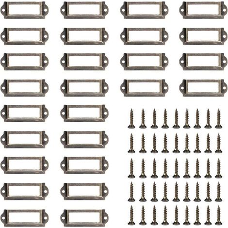 50 Stück Metall-etikettenhalter, Schubladen-metall-etikett, Etikettenrahmen Mit Griff, Namensschild-rahmen, Für Büros Und Bibliotheken (60 X 24 Mm/bronze)