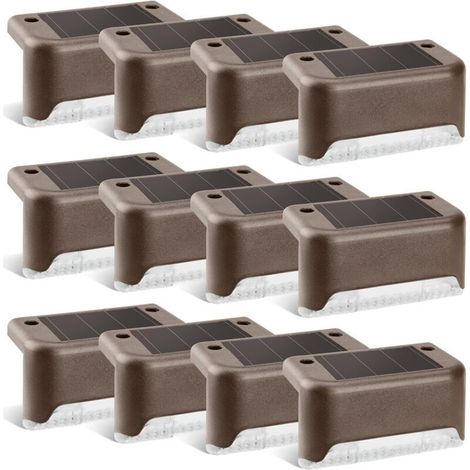12er Set Solar-terrassenleuchten - Bronze-finish - Wasserdicht - Für Wege, Hof, Terrasse, Treppen, Stufen Und Zäune. (warmweiß)