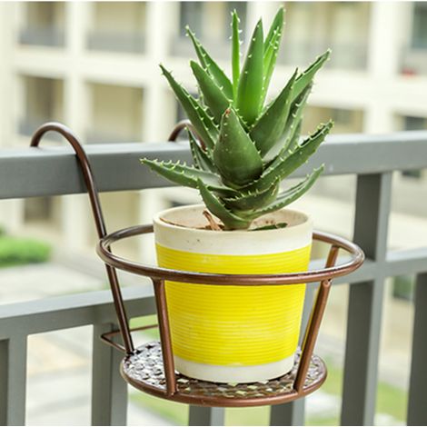2er-set Schmiedeeiserne Hängekörbe Für Blumentöpfe – Für Terrasse, Balkon, Veranda Oder Zaun, Bronze