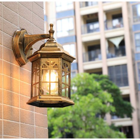 Led-außenstehleuchte Wasserdichte Außenwandlampe Für Garten, Terrasse, Einfahrt, Garage, Bronze E27 (leuchtmittel Nicht Enthalten)