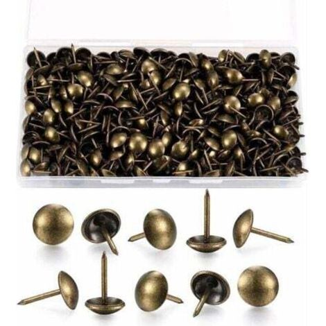 200 Stück Polsternägel, Dekorative Möbelnägel, Tapetenstifte, Antike Messing-möbelnägel Mit Kunststoffbox Für Sessel, Sofa, Möbel Und Holzobjekte - 11x17 Mm--t