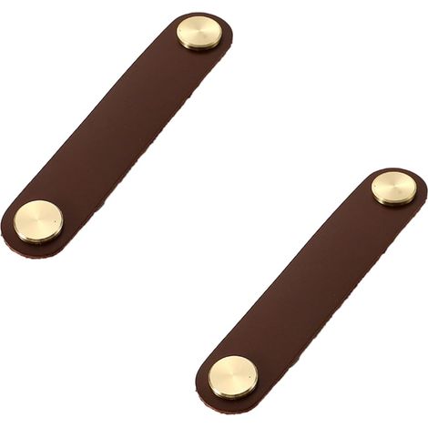 2er-set Schrankgriffe Aus Messing Und Dunkelbraunem Leder, 160 Mm Lang, Mit Schrauben, Geeignet Für Schränke Und Küchen