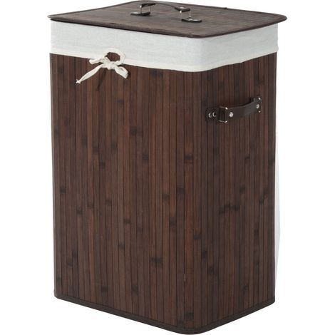 Schmaler Wäschekorb Mit Deckel, 72 L, Mit Griff Und Herausnehmbarem Wäschesack. Ideal Für Die Waschküche, Das Schlafzimmer Oder Das Badezimmer. Farbe: Dunkelbraun.