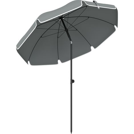 Strandsonnenschirm 1 M, Neigbarer Gartenschirm Mit Sandverankerung, Höhenverstellbar, Transporttasche, Dunkelgrau