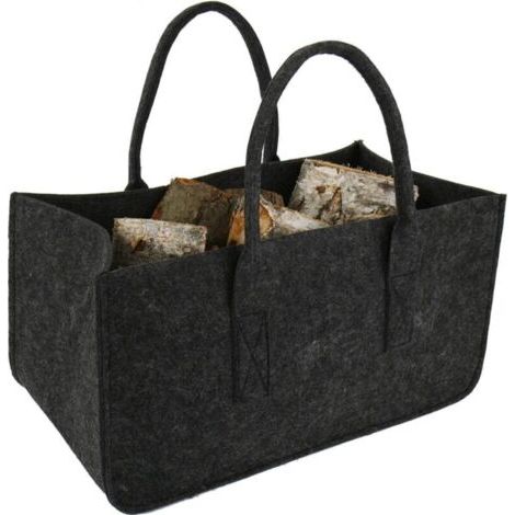 Dunkelgraue Filz-protokolltasche – Aufbewahrung 50x25x25 Cm – Einfacher Transport Mit Griffen – Für Brennholz Und Vorräte