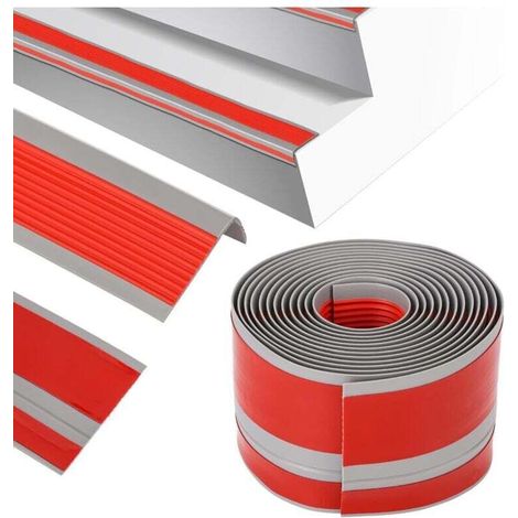 Profilierter Treppenkantenstreifen Aus Pvc, Selbstklebend Und Rutschfest, L Dunkelgrau, 5x2,5 Cm, 300 Cm