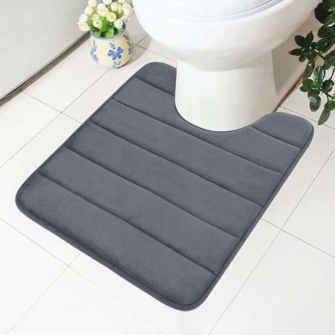 Rutschfester Toilettenvorhang Aus Memory-schaum Mit Aussparung, 50 X 60 Cm, Saugfähig, Waschbar Für Wc, Dunkelgrau