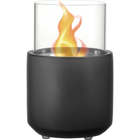 Tischkamin Mit Bioethanol Und 0,4-l-tank, 12 X 12 X 19 Cm, Dunkelgrau