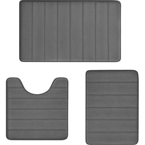Badevorleger Aus Memory-schaum, Dunkelgrau, 3er-set, Weich, Sehr Saugfähig, Rutschfest, Maschinenwaschbar.
