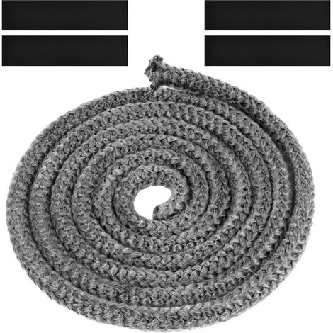 Geflochtene Dichtung Für Ofen Und Einsatz, 10mm X 2,5m Glasfaserdichtung Mit 4 Bändern, Für Holzofen, Kamin, Dunkelgrau