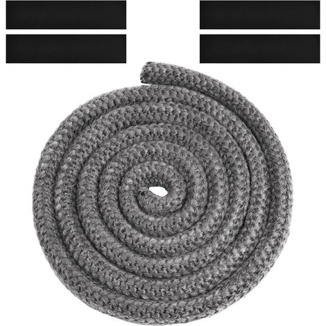 Geflochtene Dichtung Für Ofen Und Kamin, 20mm X 2,5m Glasfaserdichtung Mit 4 Bändern, Für Holzofen, Kamin, Dunkelgrau