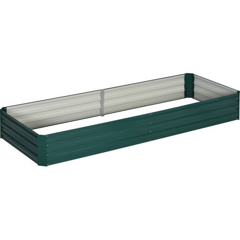 Äußeres Pflanzbeet, Quadratisches Gartenbeet, Maße 241l X 90b X 30h Cm, Gewelltes Stahlblech, Dunkelgrün