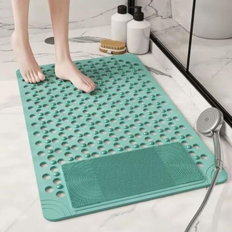 Rutschfeste Duschmatte 60x90 Cm, Rutschfeste Duschmatte Mit Saugnäpfen Und Ablauföffnungen, Pvc-material, Schimmelresistent, Rutschfeste Duschmatte Für Dusche Und Badewanne (dunkelgrün)