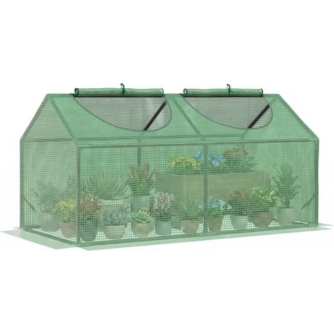 Gewächshaus Mini-gewächshaus 2 Aufrollbare Fenster Abdeckung Aus Pe-hochdichte 140 G/m² 120 X 60 X 60 Cm Dunkelgrün