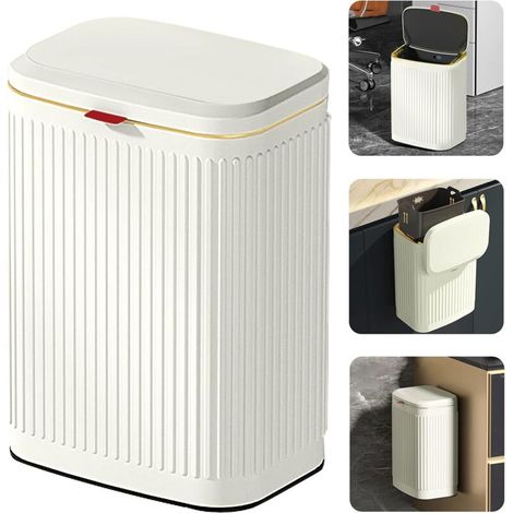 Wandmontierte Badezimmer-mülleimer 8l Rostfreier Edelstahl Einfache Türmontage Modernes Design Elfenbein