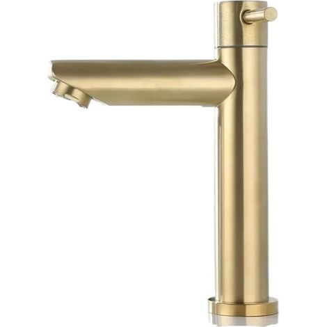 Gebürstetes Goldfarbenes Waschbeckenarmatur, Einfache Edelstahl-kaltwasserarmatur, Kaskaden-waschbeckenarmatur Für Badezimmer, Zubehör (kurzes Gold)