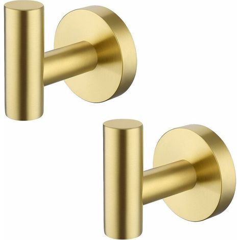 Häkchen Wand Handtuchhalter Badezimmer Haken Kleiderhaken Mattschwarz Edelstahl 304 Mantelhalter Handtuchständer Aufbewahrung 2 Stück (farbe Gold)