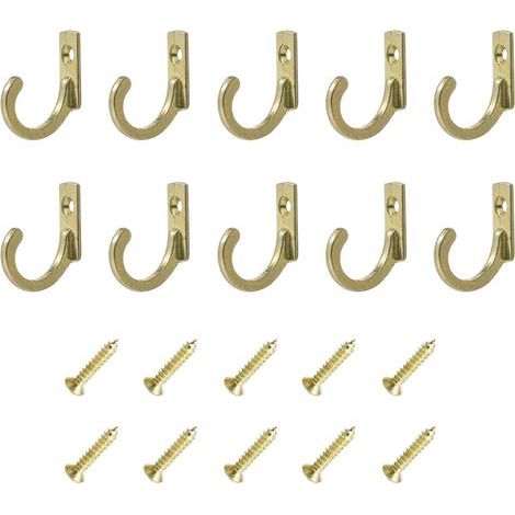 Satz Von 10 Vintage Gelben Wandhaken Mit Schrauben. Kleine Schraubhaken Für Schalen, Schmuck, Taschen, Handtücher, Badezimmer, Küche Und Mehr