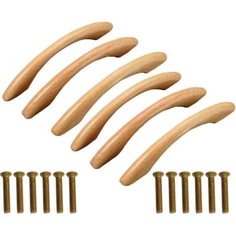 6 Stück Holzschrankgriffe In Bogenform 128 Mm, Möbelknöpfe Für Schrank Und Schublade (gelb)