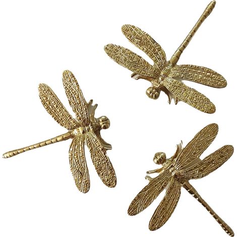 3er-set Messing-möbelgriffe Mit Libellenmotiv, Wanddekor