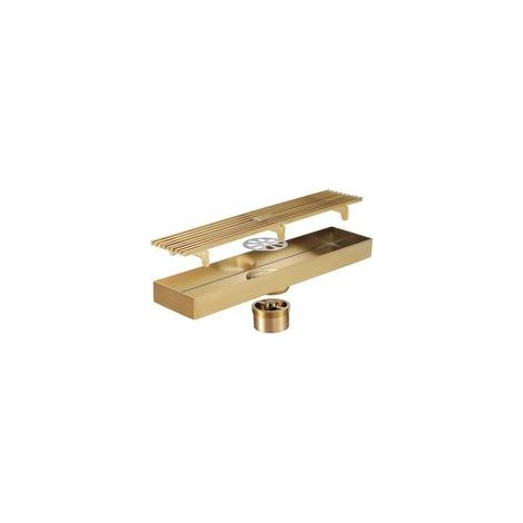 Duschablauf 300x68mm Bodenablauf Gebürstetes Gold Duschkanal 304 Edelstahl Geruchsverschluss Bodenablauf