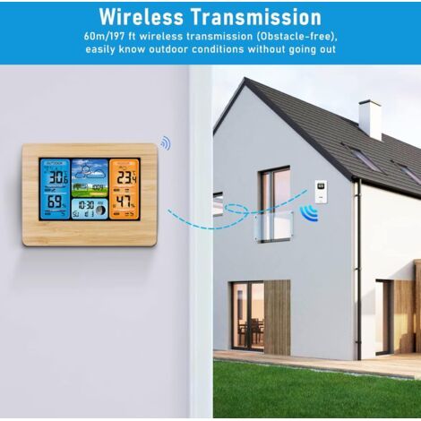 Kabellose Wetterstation Mit Außensensor, Multifunktionale Kabellose Wetterstation, Thermometer, Hygrometer, Barometer, Wetterstation Mit Wettervorhersage Und Mondphasenanzeige (gelb)