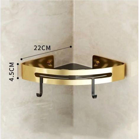 Eckregal, Wandmontiertes Badezimmerregal Aus Gebürstetem Gold-aluminium, Duschablage, Shampoo-halter, Eckregal 1
