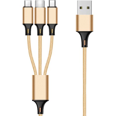 Mehrfach-usb-kabel, 3-in-1-multi-ladekabel Aus Geflochtenem Nylon Mit Schnellladefunktion – 1,2 M, Oder