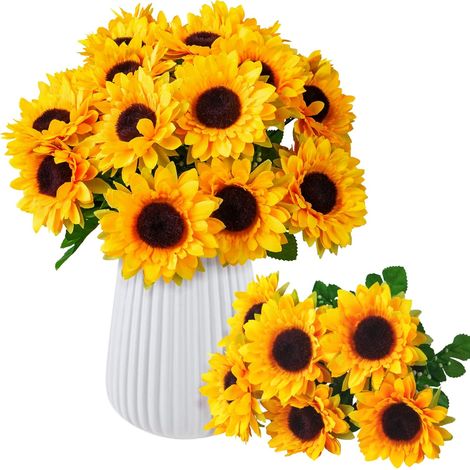 3er-set Künstliche Blumensträuße, Sonnenblumen, Kunstblumen Für Innen- Und Außengartenaccessoires, Sonnenblumen Für Blumendekorationen, Arrangements, Wohn- Und Schlafzimmer.