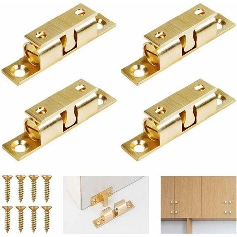 Schrankriegel Türstopper Messing Kugelriegel Doppeltürriegel Aus Messing Doppelrollenriegel Für Schrank Möbel Tür Schrank Riegel Türschloss (4 Stück)