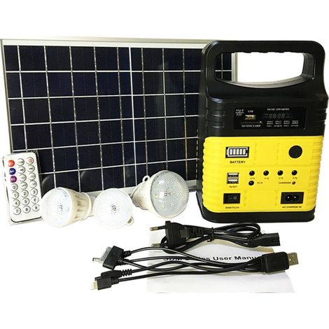 Tragbarer Solargenerator 7500 Mah – Led-beleuchtung – 10w Solarpanel – Bluetooth Mp3-player – 7-8 Stunden Laufzeit