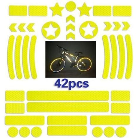 42 Stück Reflektierende Aufkleber Für Fahrradhelme, Reflektierende Klebestreifen Für Fahrräder, Reflektierende Aufkleber Für Fahrräder, Reflektierende Aufkleber Für Fahrräder Und Roller (gelb)