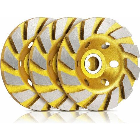 3 Stück Turbo-reihen-diamant-schleiftopf, Beton-turbo-schleifscheibe Für Wände, Böden, Granit, Stein, Marmor, Maurerarbeiten Und Beton, Gelb